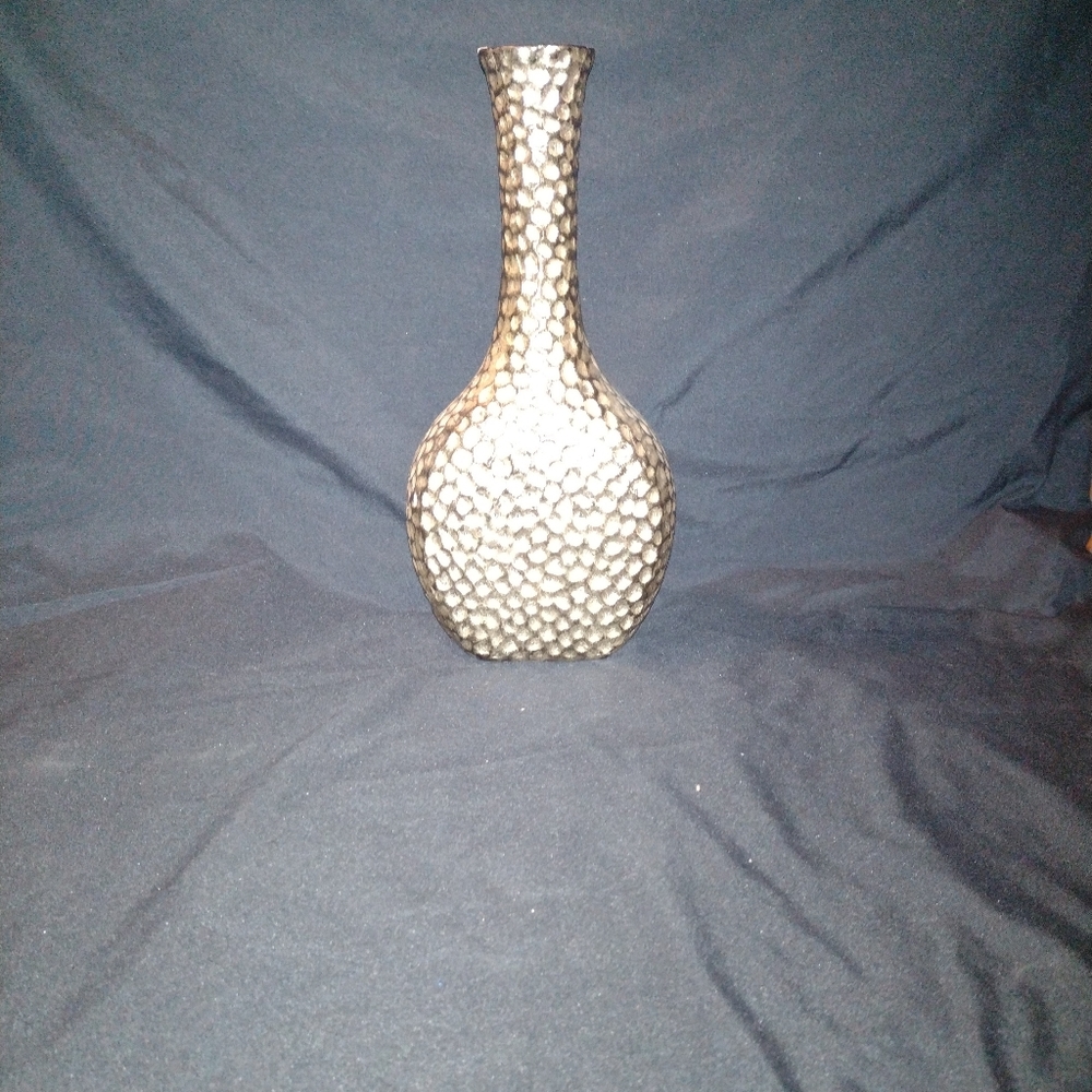 Vintage Kirkland's burnished 12" Vase black and gold floral rose vase ceramic